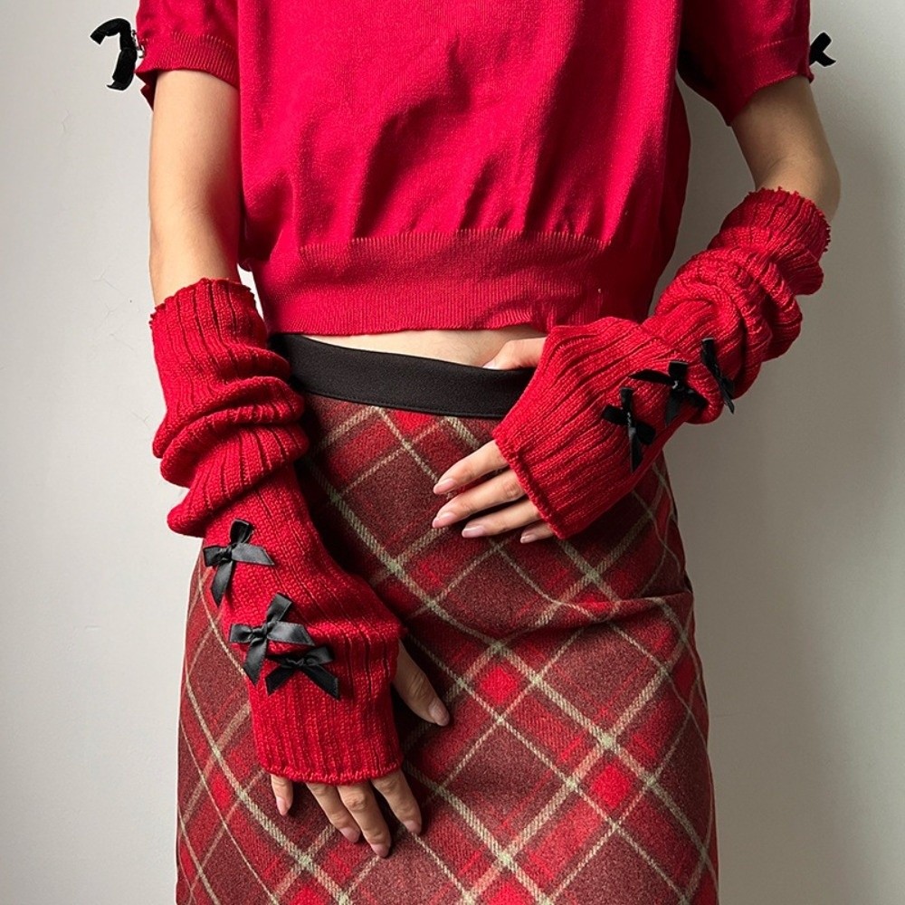 Preppy Slouchy Bow Knitted Arm - đánh giá và giá Fingerless Glove Knit
