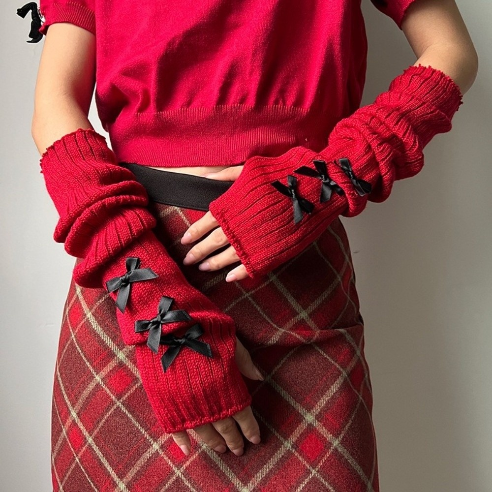 Preppy Slouchy Bow Knitted Arm - đánh giá và giá Fingerless Glove Knit