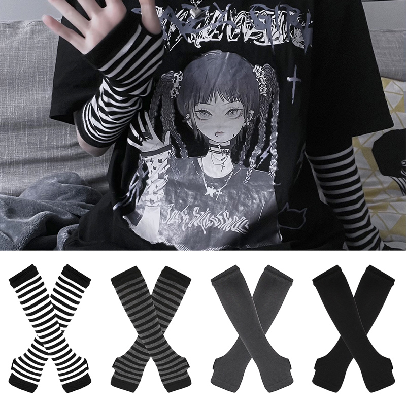 Women Long Sleeve Gothic Strip - đánh giá và giá Fingerless Glove Knit