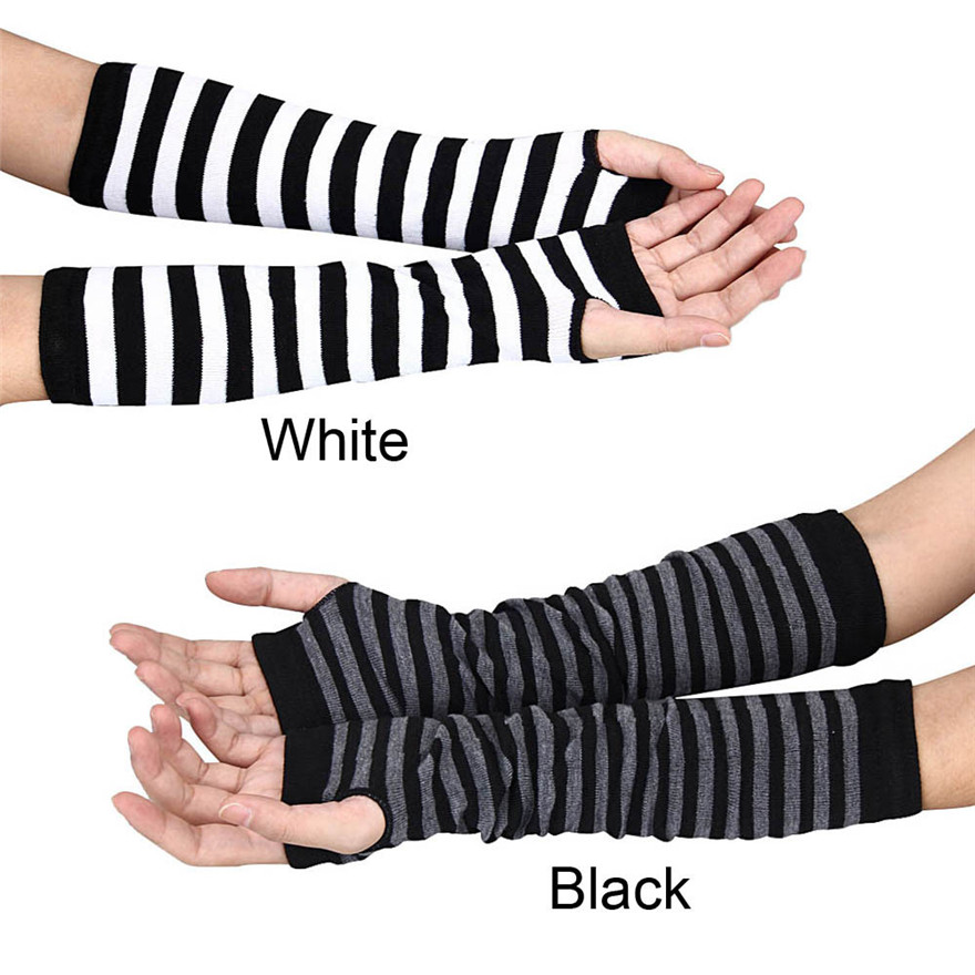 Women Long Sleeve Gothic Strip - đánh giá và giá Fingerless Glove Knit