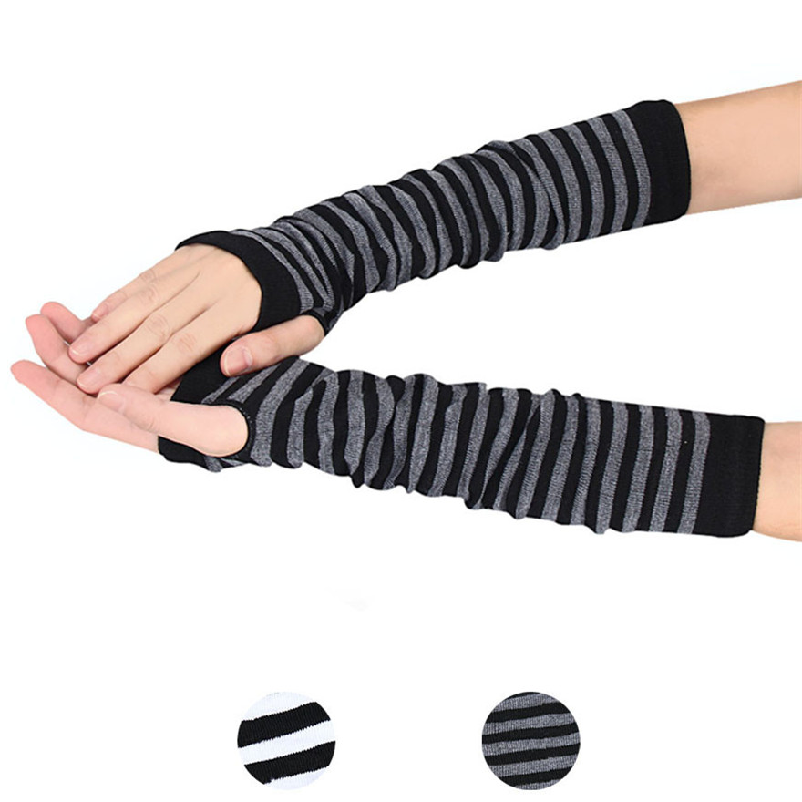 Women Long Sleeve Gothic Strip - đánh giá và giá Fingerless Glove Knit